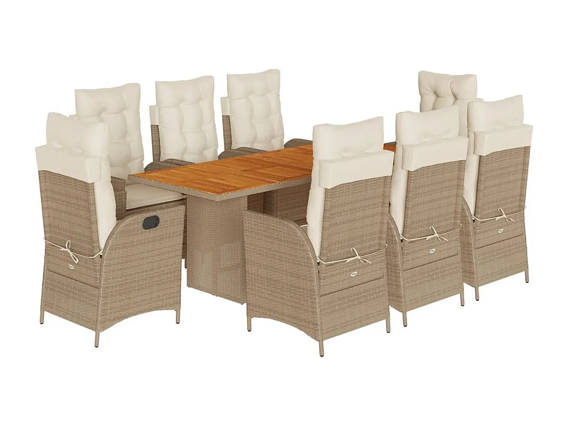 La Palma  9-delige Tuinset met kussens poly rattan beige
