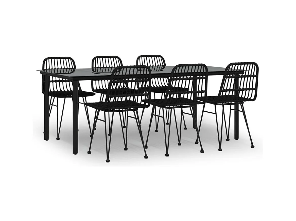 Ballyhaise  Ensemble à manger de jardin 7 pcs Noir Résine tressée