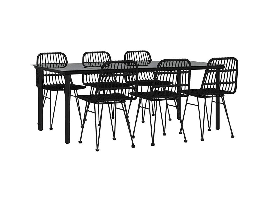 Ballyhaise  Ensemble à manger de jardin 7 pcs Noir Résine tressée
