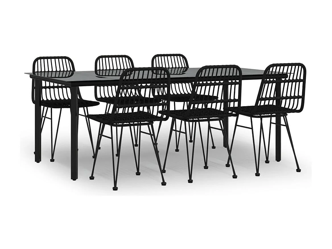 Ballyhaise  Ensemble à manger de jardin 7 pcs Noir Résine tressée