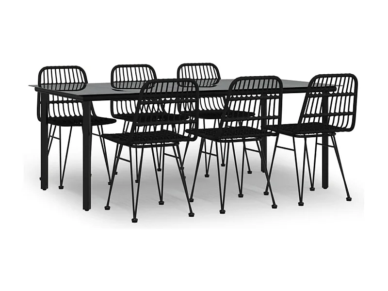 Ballyhaise  Ensemble à manger de jardin 7 pcs Noir Résine tressée