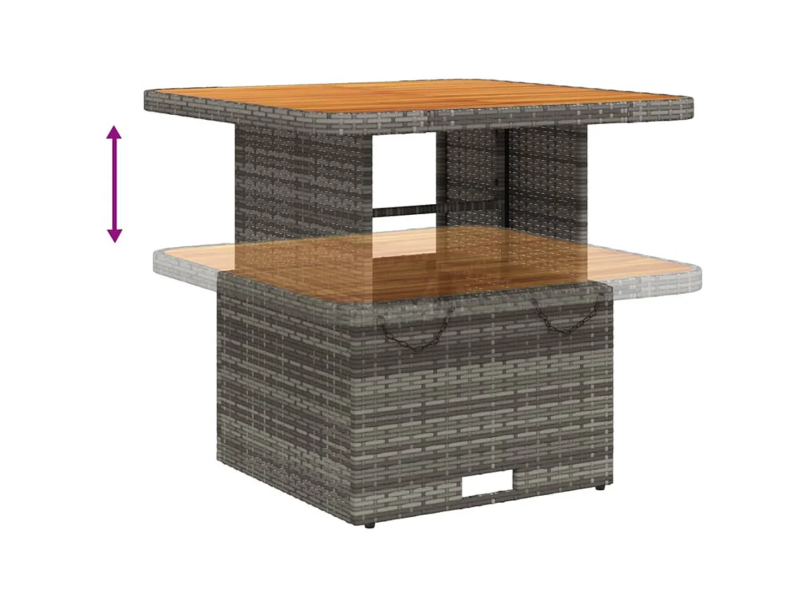 Wise  Ensemble à manger de jardin 5 pcs coussins gris résine tressée