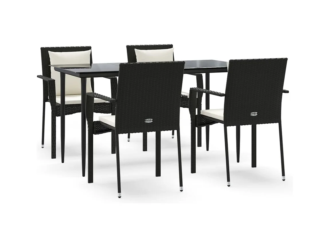 Chelan  Set de muebles jardín 5 pzas con cojines ratán sintético negro