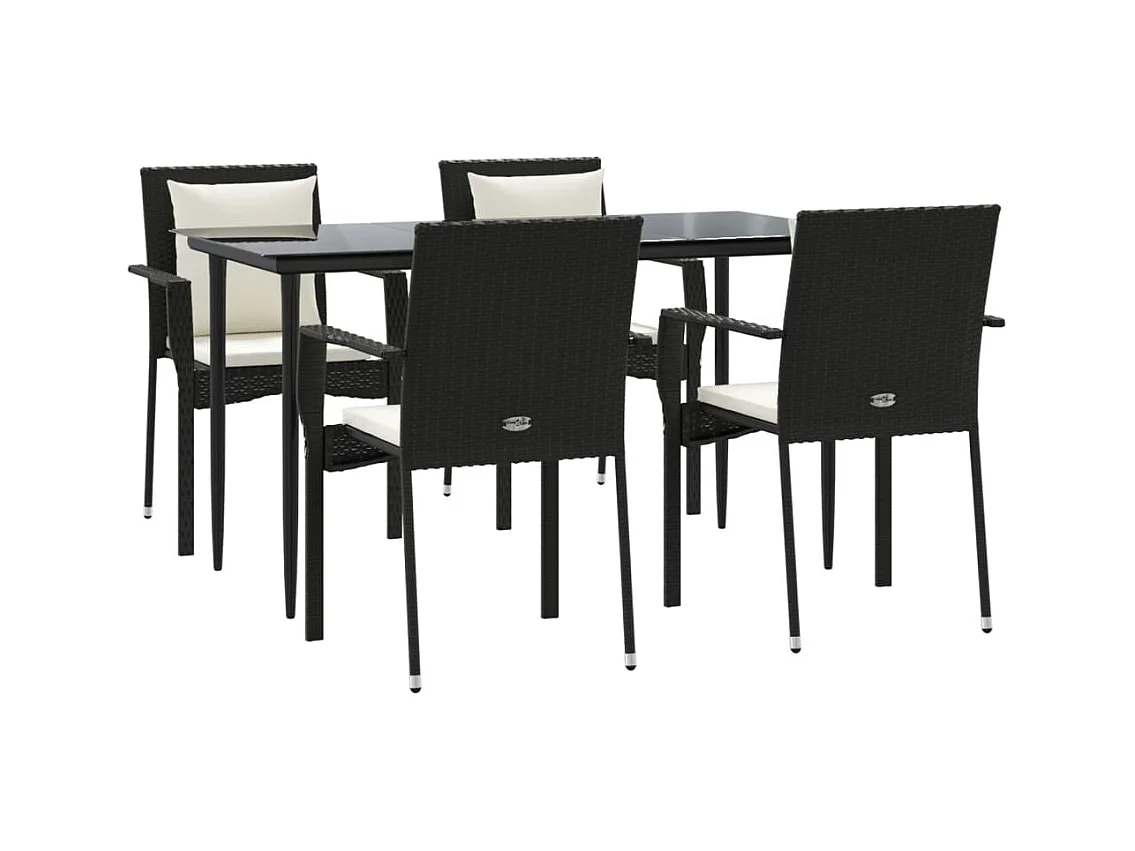 Chelan  Set de muebles jardín 5 pzas con cojines ratán sintético negro