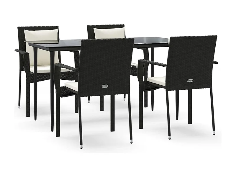 Chelan  Set de muebles jardín 5 pzas con cojines ratán sintético negro