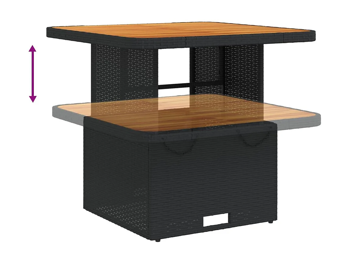 Ylva  Ensemble à manger de jardin avec coussins 3 pcs Noir