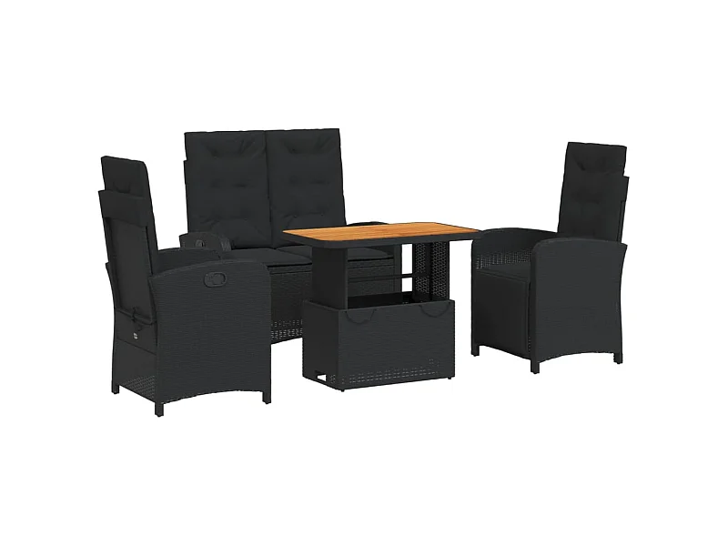 Abington  4-delige Tuinset met kussens poly rattan zwart