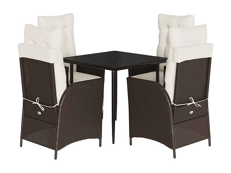 Vessira  5-delige Tuinset met kussens poly rattan bruin