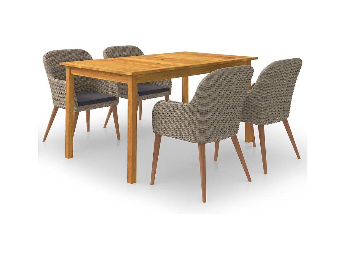 Brynvar  Ensemble à manger de jardin 5 pcs Marron