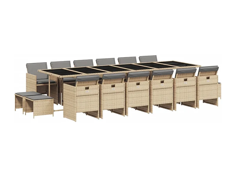 Bonno  Ensemble à manger de jardin et coussins 17 pcs mélange beige