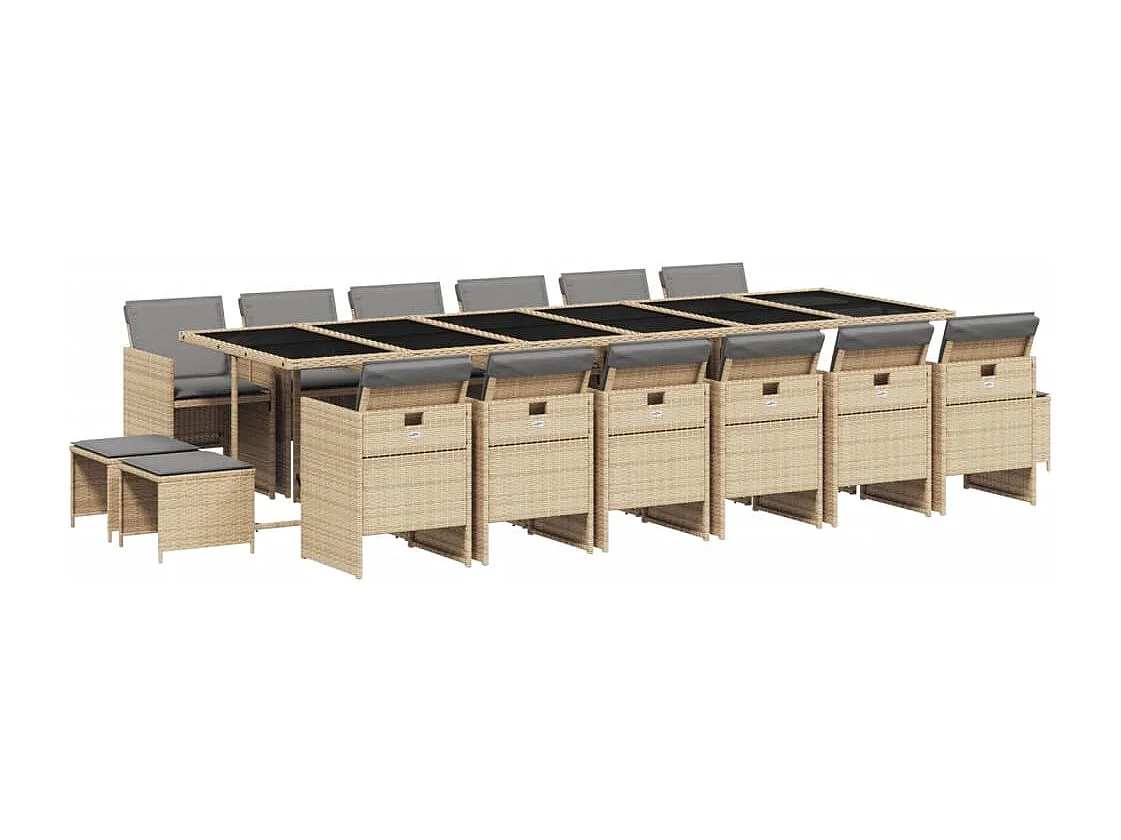Bonno  Ensemble à manger de jardin et coussins 17 pcs mélange beige
