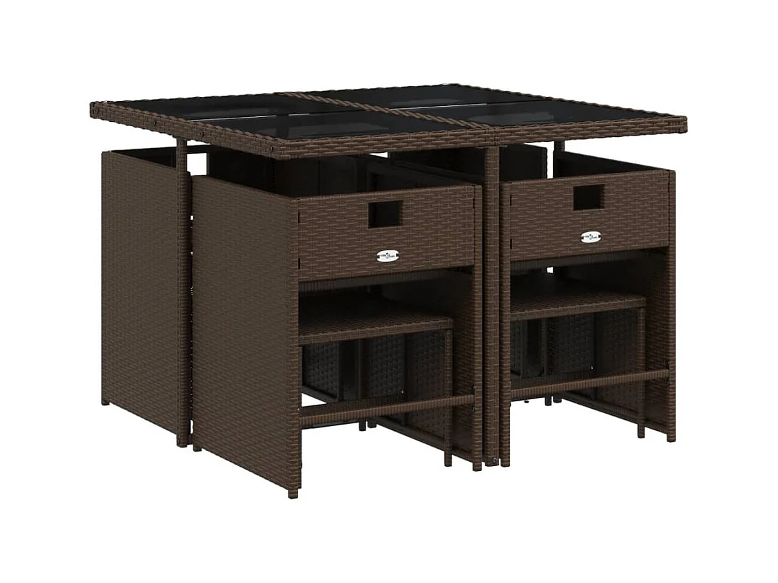 Zenn  9-delige Tuinset met kussens poly rattan bruin