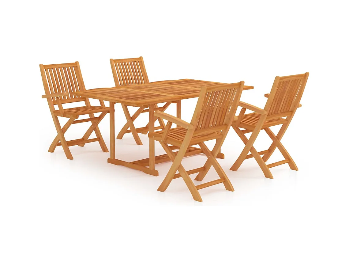 Villenave-d'Ornon  Conjunto de comedor de jardín 5 piezas madera maciza de teca