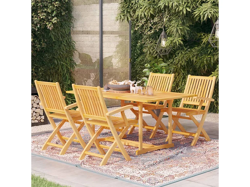Villenave-d'Ornon  Ensemble à manger de jardin 5 pcs Bois de teck massif