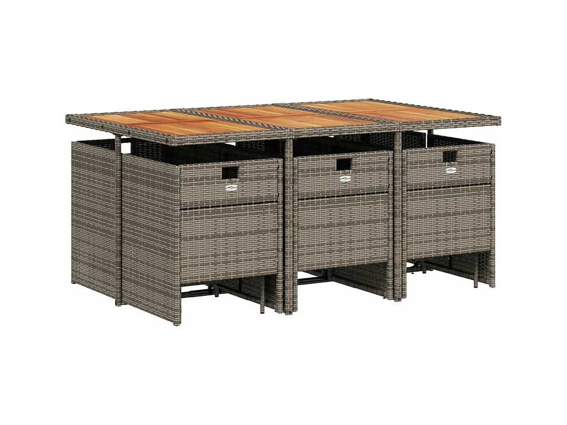 Steno  Ensemble à manger de jardin 11pcs avec coussins gris poly rotin