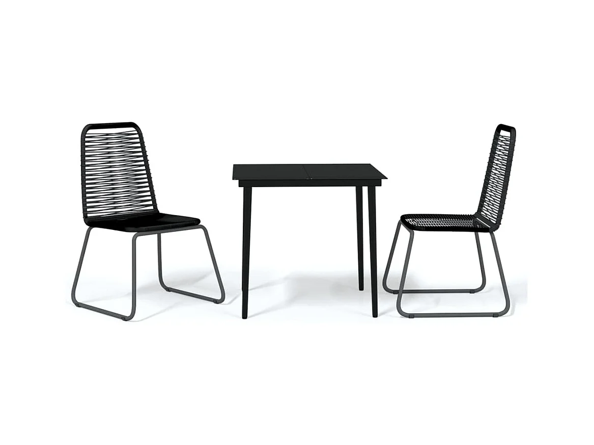 Anssi  Ensemble à manger de jardin 3 pcs Noir