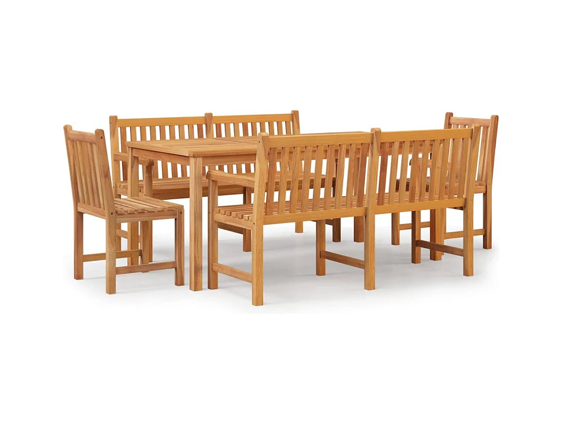 Reese  Juego de comedor para jardín 5 piezas madera maciza de teca