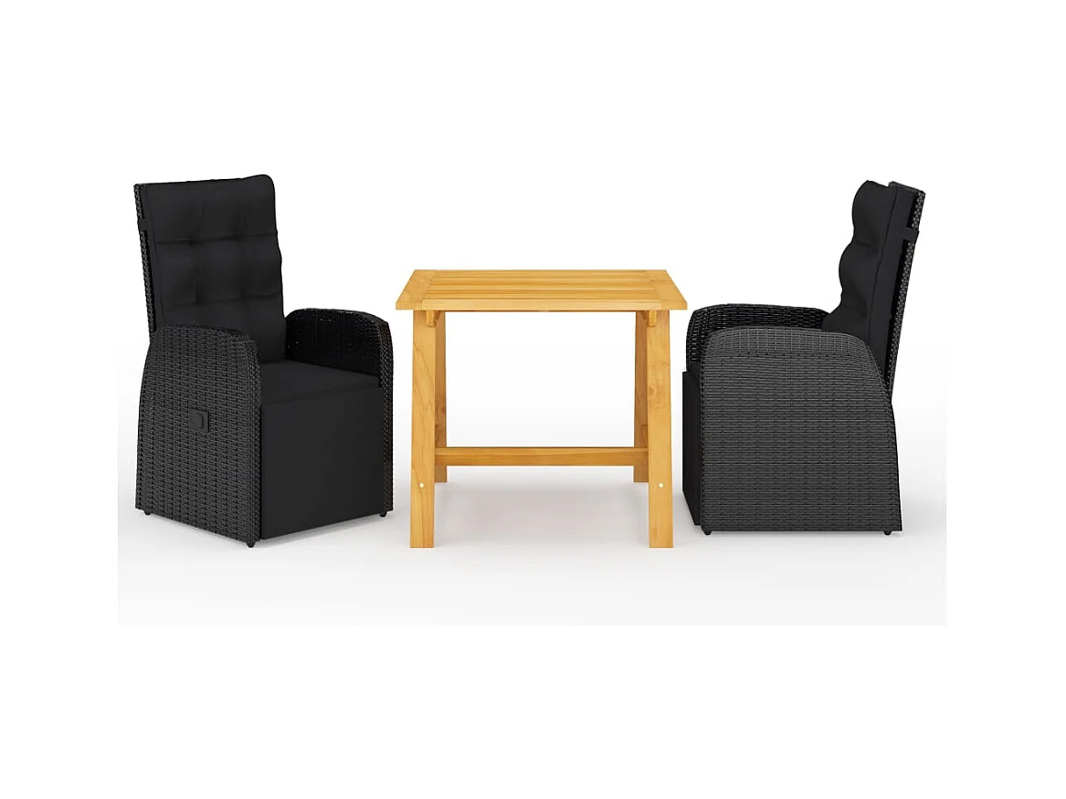 Simon-Paul  Ensemble à manger de jardin 3 pcs Noir