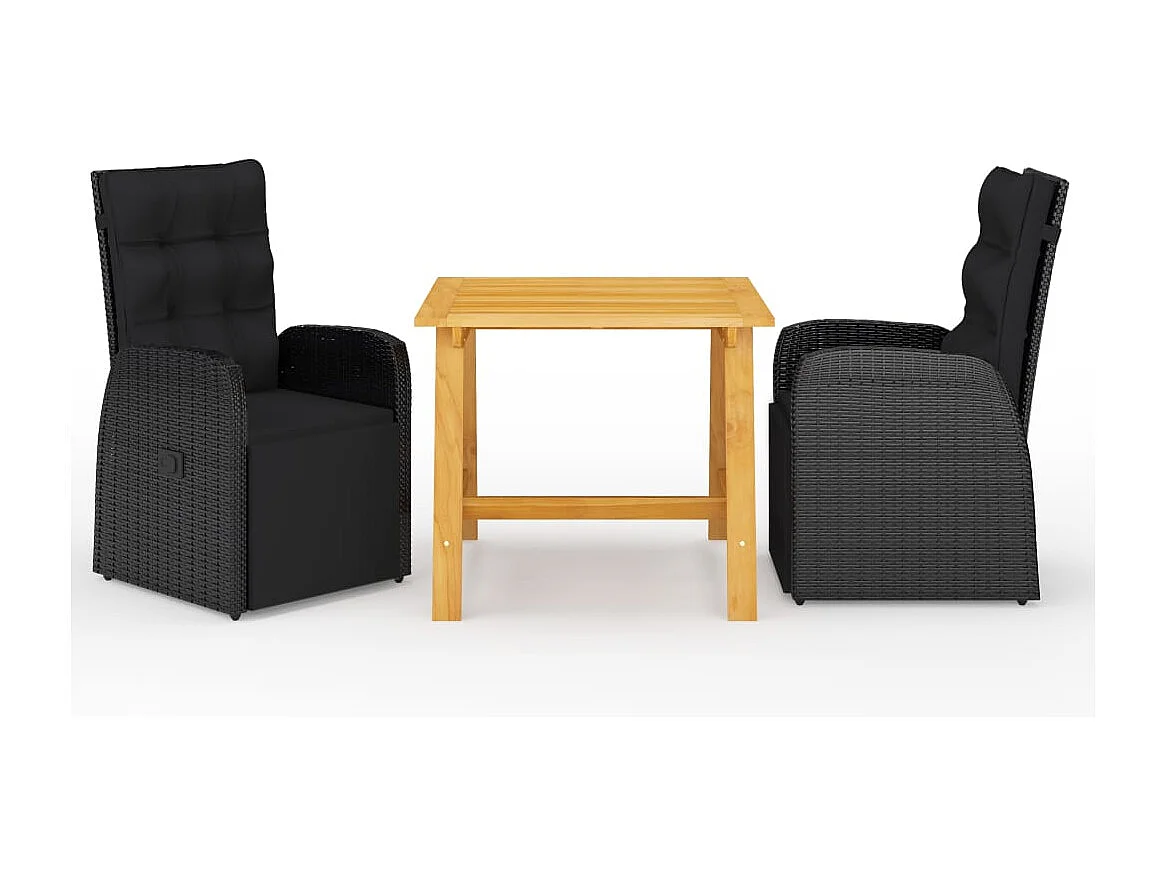 Simon-Paul  Juego de comedor de jardín 3 piezas negro