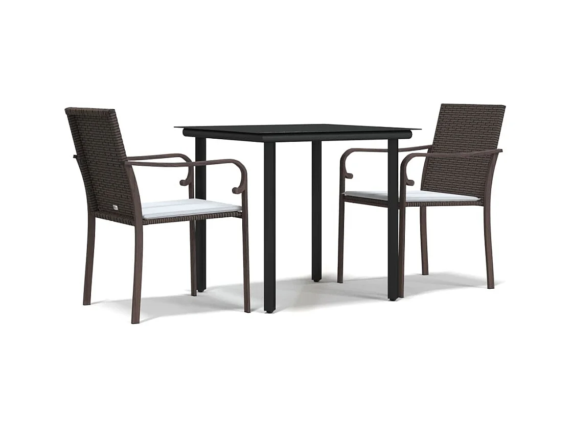 Leonie  3-delige Tuinset met kussens poly rattan en staal