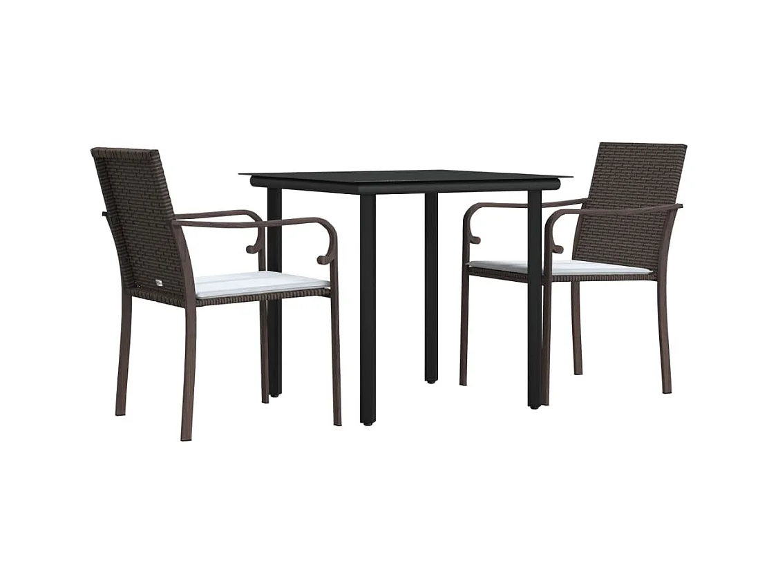 Leonie  3-delige Tuinset met kussens poly rattan en staal