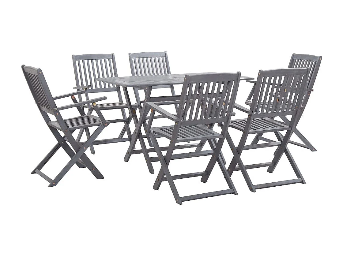 Warrington  Ensemble à manger de jardin 7 pcs Bois d'acacia massif Gris