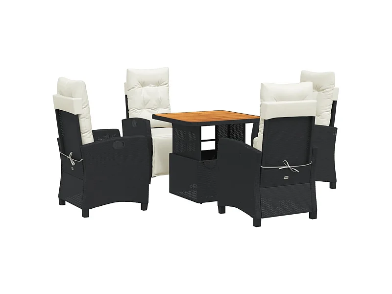 Toby Dean  5-delige Tuinset met kussens poly rattan zwart