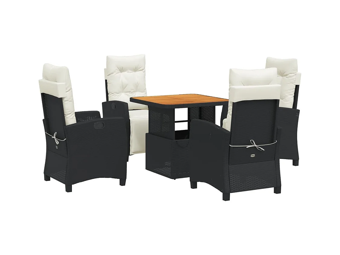 Toby Dean  Set de muebles jardín 5 pzas con cojines ratán sintético negro