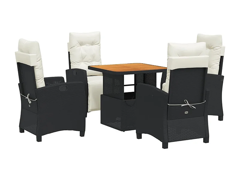 Toby Dean  5-delige Tuinset met kussens poly rattan zwart