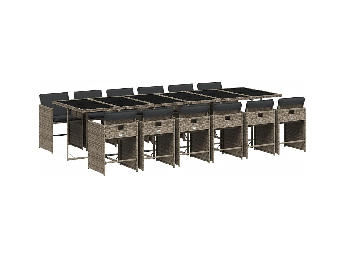 Heeswijk-Dinther  13-delige Tuinset met kussens poly rattan grijs