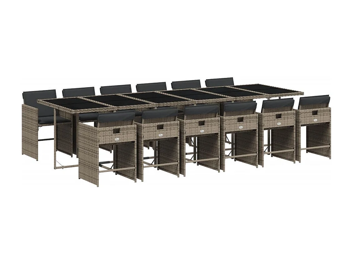 Heeswijk-Dinther  Ensemble à manger de jardin coussins 13 pcs gris résine tressée