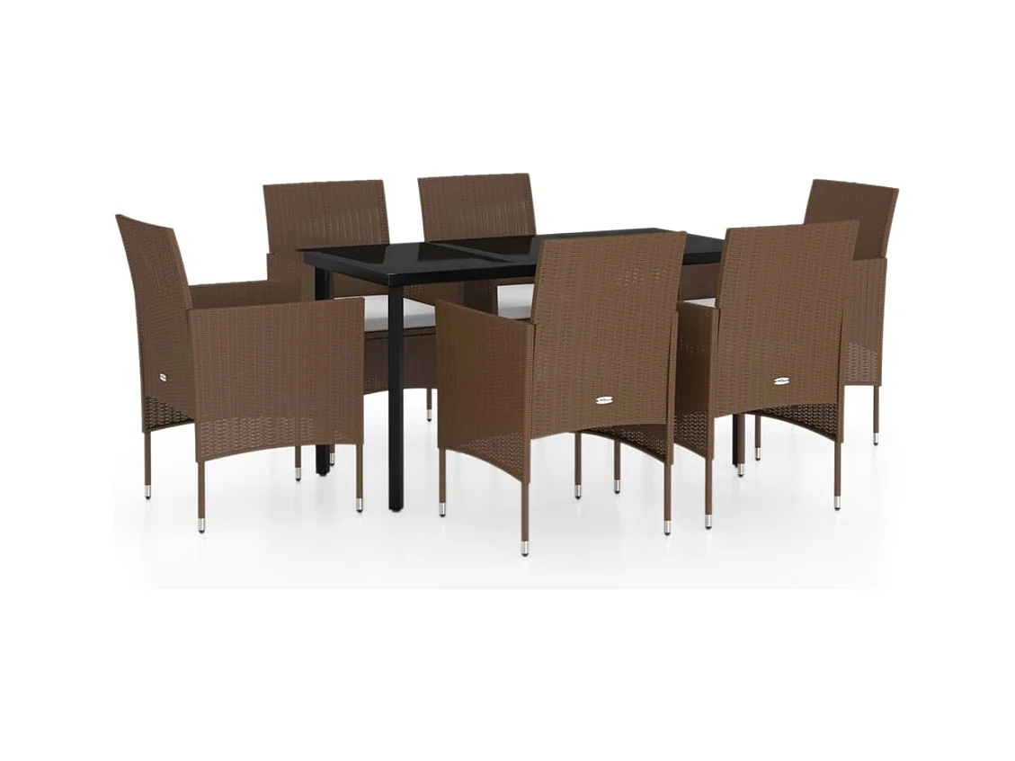 Hillsboro  7-delige Tuinset met kussens bruin en zwart