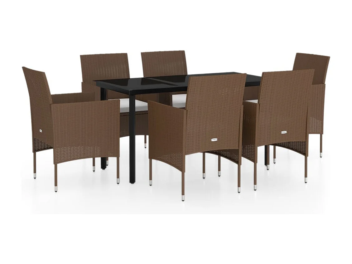 Hillsboro  7-delige Tuinset met kussens bruin en zwart