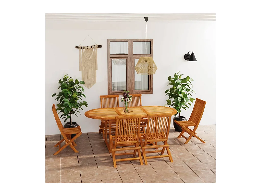 Ray Alan  Ensemble à manger de jardin 7 pcs Bois de teck massif