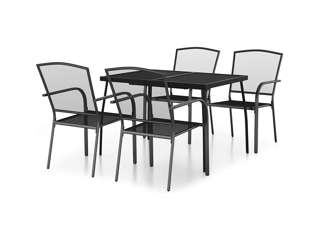 Booneville  Ensemble à manger de jardin 5 pcs anthracite acier