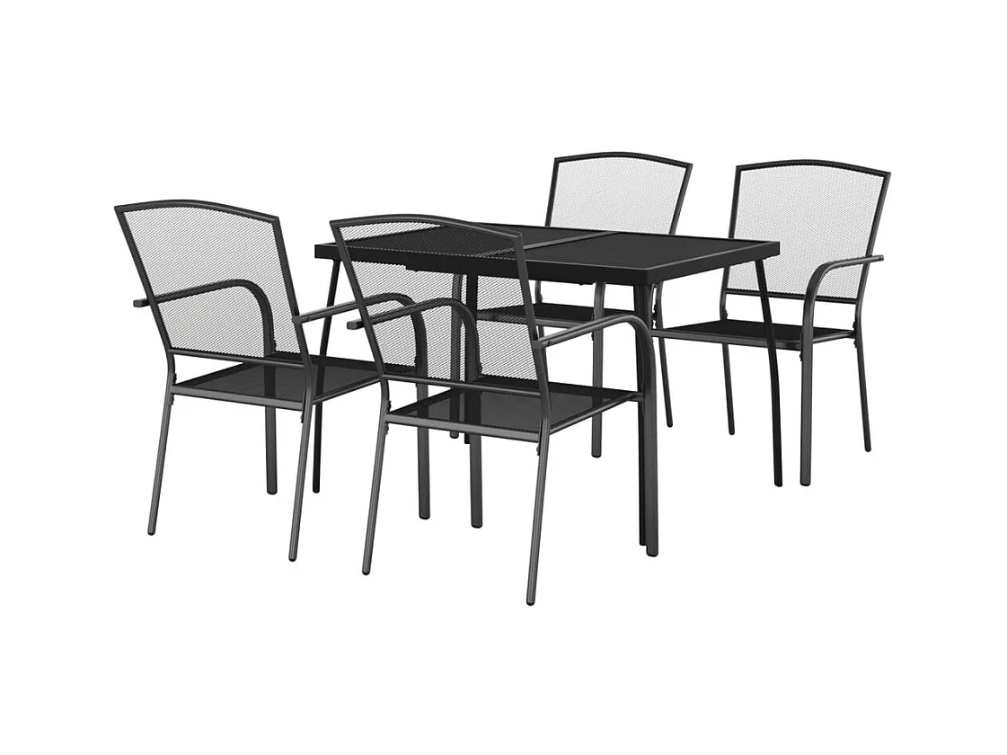 Booneville  Ensemble à manger de jardin 5 pcs anthracite acier