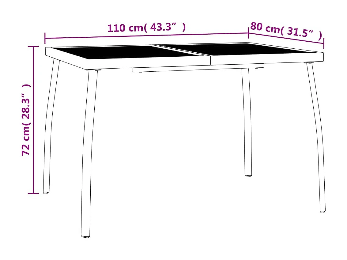Booneville  Ensemble à manger de jardin 5 pcs anthracite acier