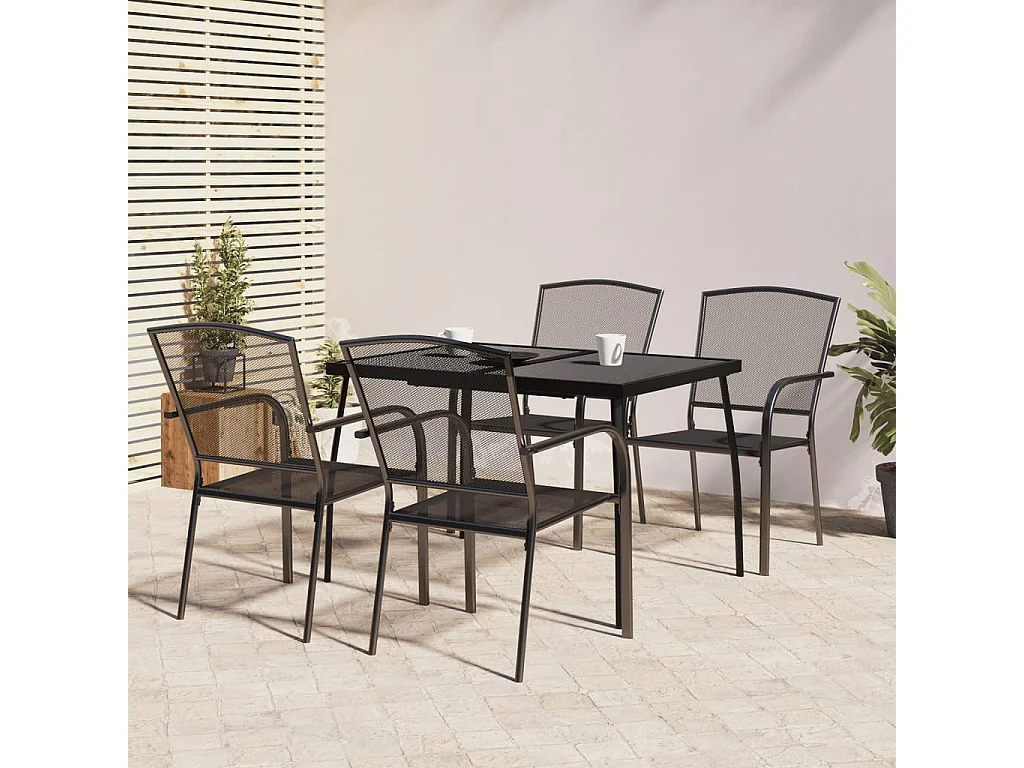 Booneville  Ensemble à manger de jardin 5 pcs anthracite acier