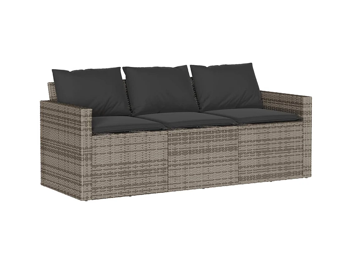 Jornar  Ensemble à manger de jardin et coussins 2 pcs gris rotin