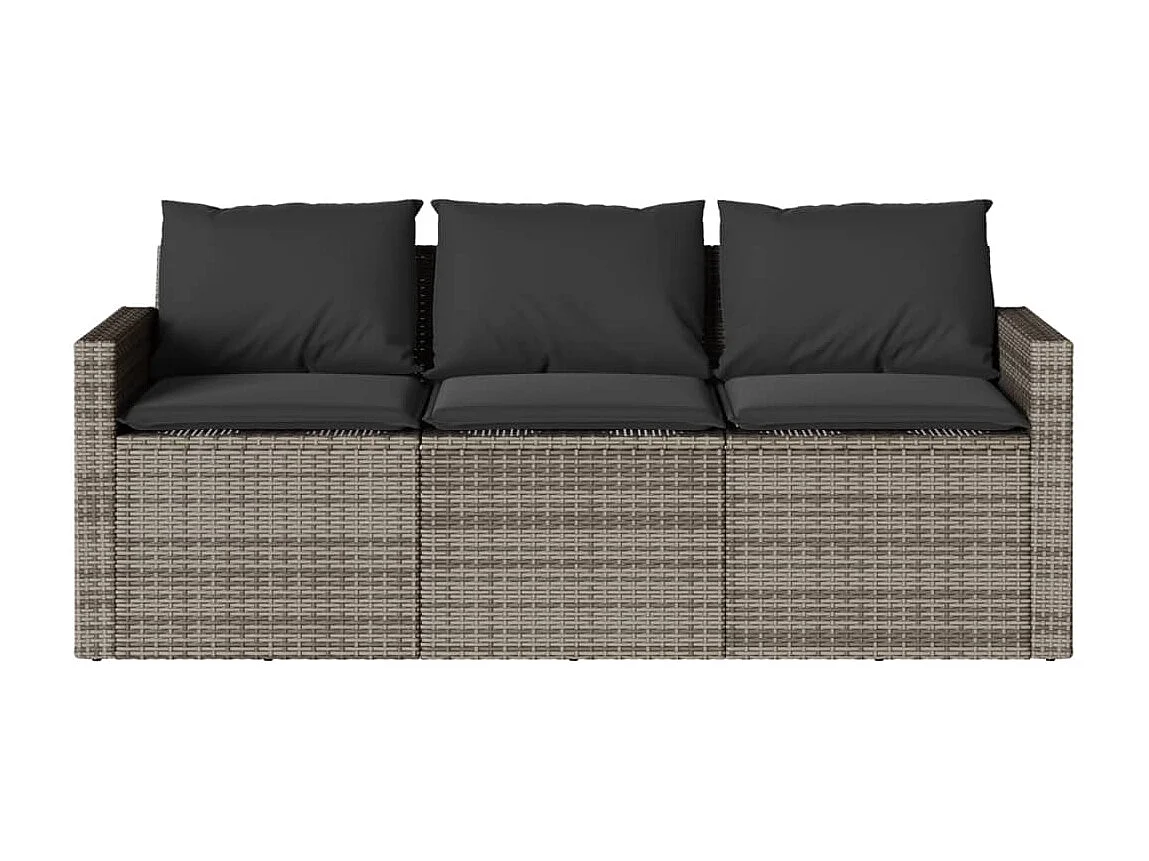 Jornar  Ensemble à manger de jardin et coussins 2 pcs gris rotin