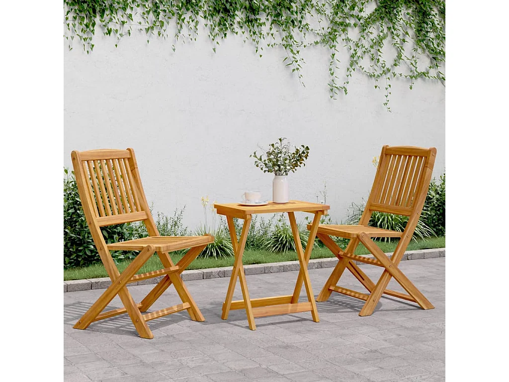 Garden Furniture -  Ensemble à manger de jardin pliable 3 pcs bois d'acacia massif