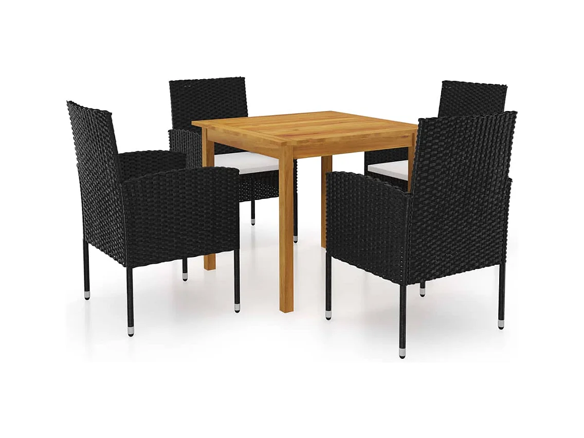 Sophie-Sabine-Marie  Ensemble à manger de jardin 5 pcs Noir