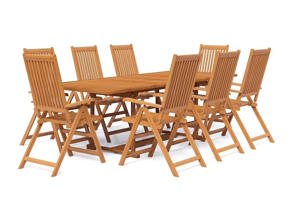 Claire-Corinne  Juego de comedor para jardín 9 piezas madera maciza de acacia