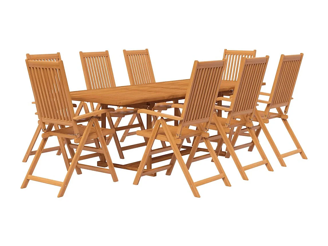 Claire-Corinne  Juego de comedor para jardín 9 piezas madera maciza de acacia