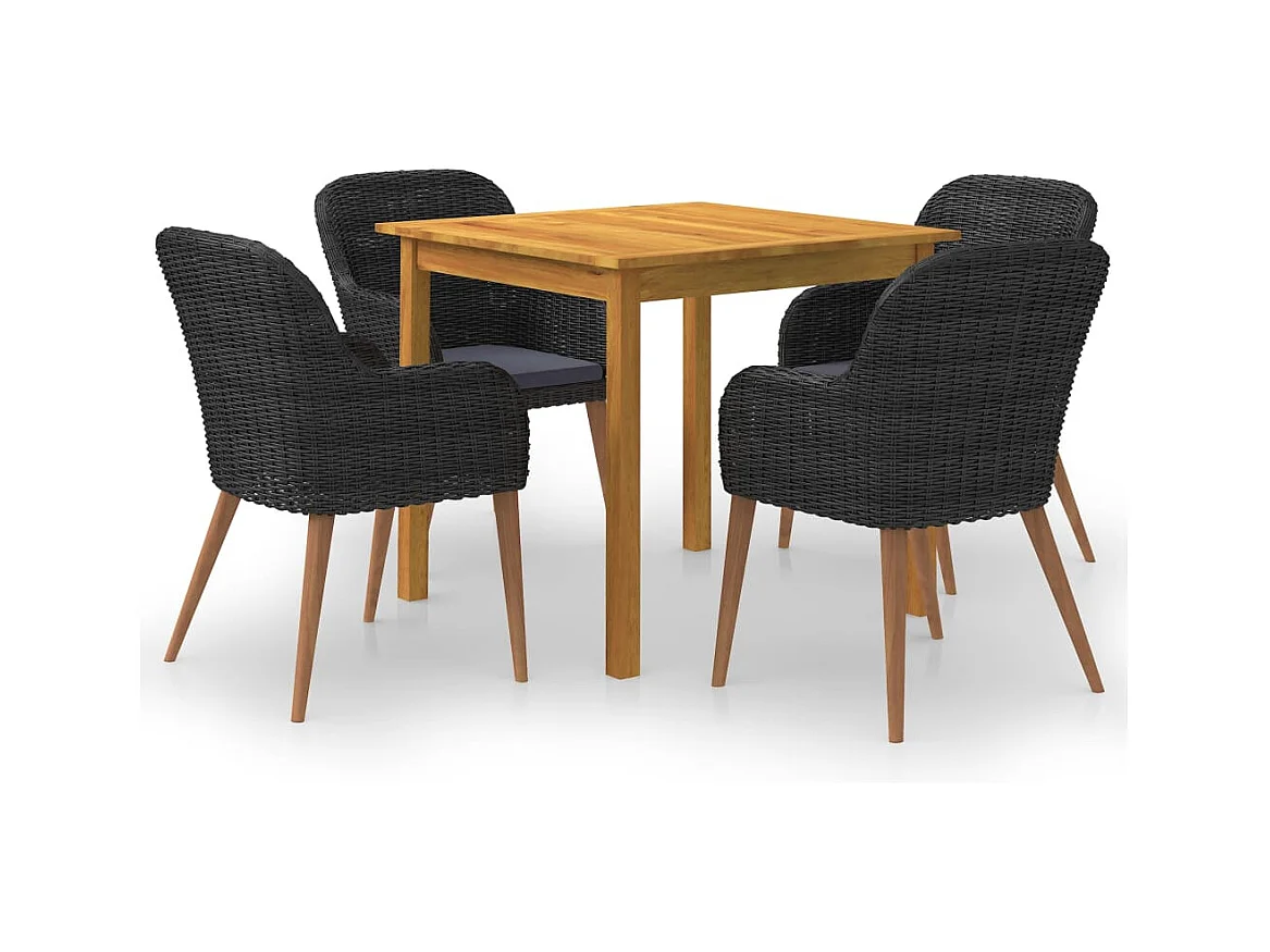 Garden Furniture -  Ensemble à manger de jardin 5 pcs Noir