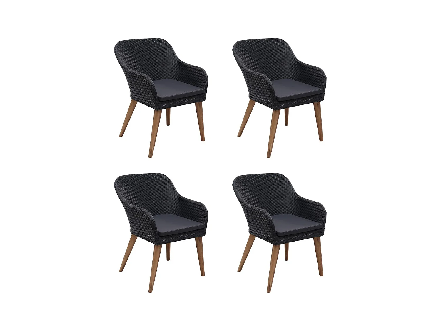 Garden Furniture -  Ensemble à manger de jardin 5 pcs Noir