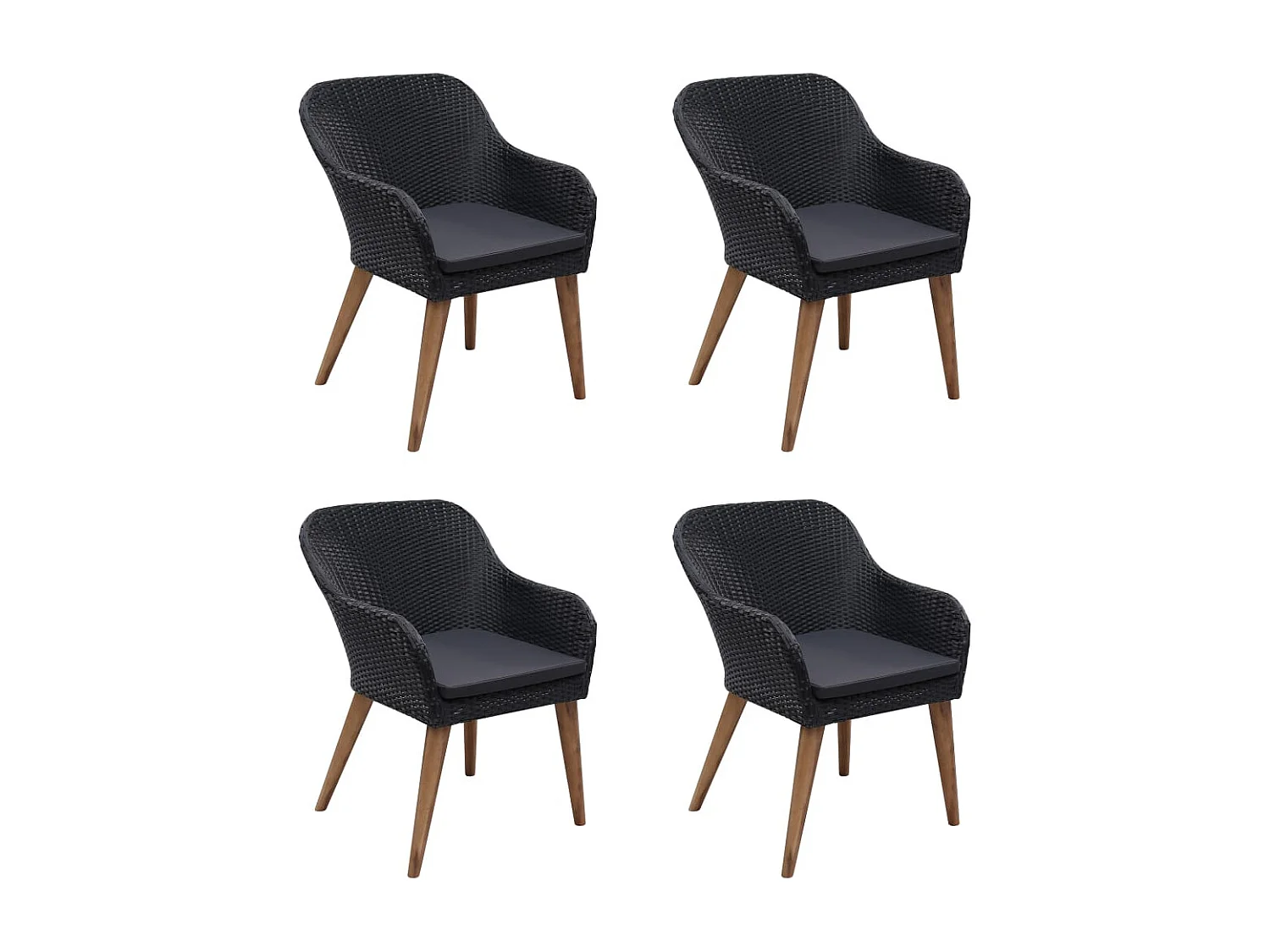 Garden Furniture -  Ensemble à manger de jardin 5 pcs Noir