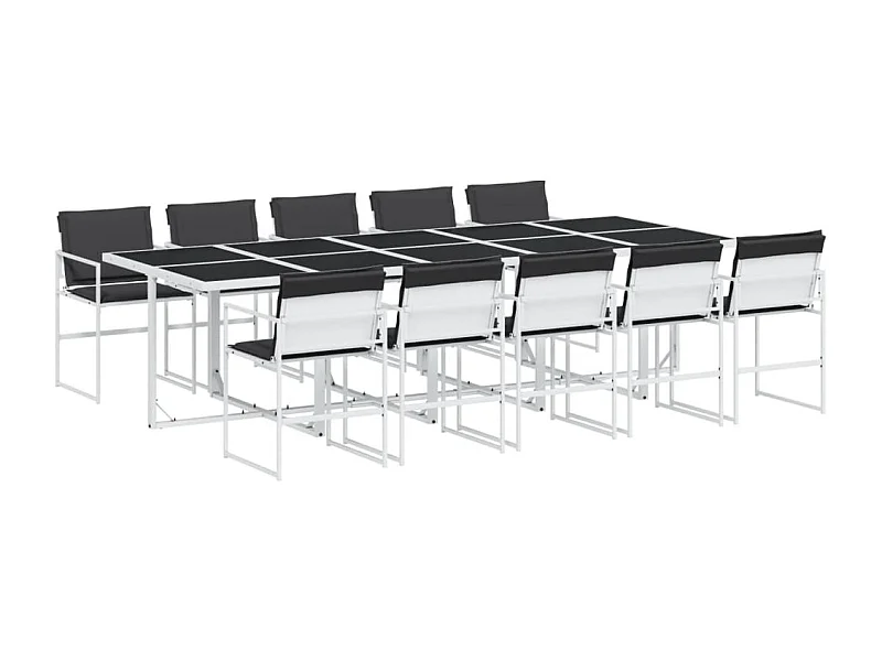 Svidir  Ensemble à manger de jardin avec coussins 11pcs blanc textilène