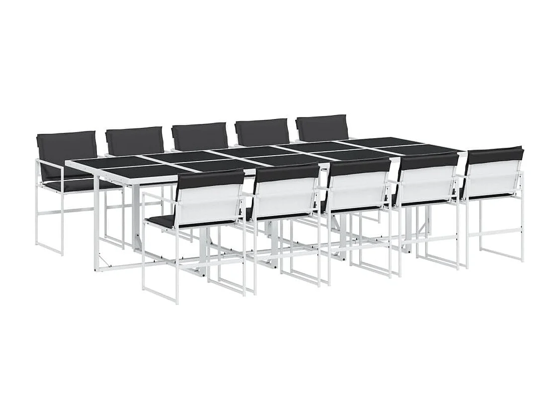 Svidir  Ensemble à manger de jardin avec coussins 11pcs blanc textilène