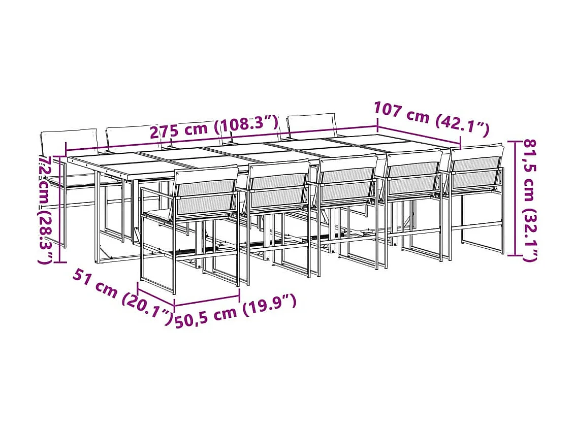 Svidir  Ensemble à manger de jardin avec coussins 11pcs blanc textilène